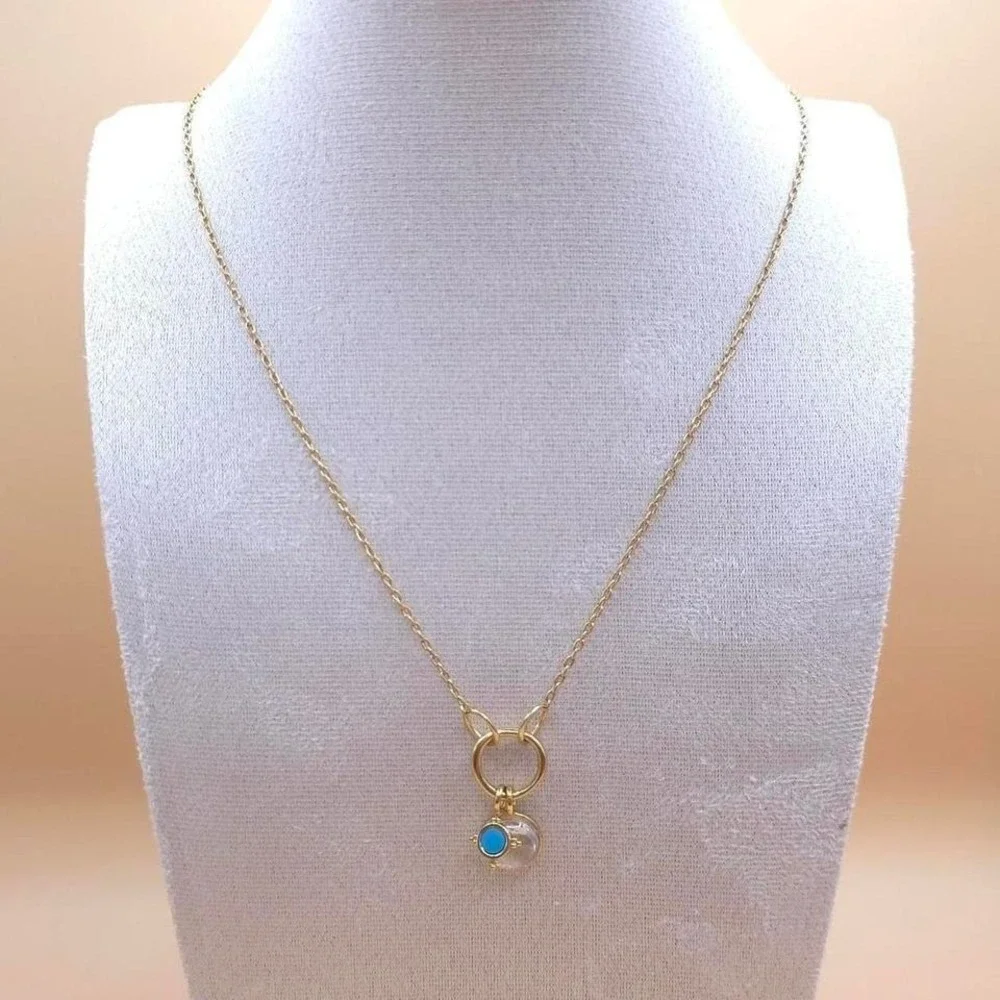 Madewell Gold necklace with blue and white charms - Picture 4 of 6